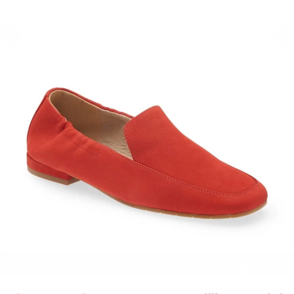 EILEEN FISHER | Sim Suede Loafer Cinnabar Orange Red Elastic Back Heel | Size 5